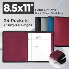 Dunwell Art Portfolio 8.5×11 Folder (Ruby), Black w/ BLK Paper, Ruby