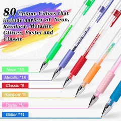 Gel Pens for Adult Coloring Books, 160 Pack Artist Colored Gel Pen with 40% More