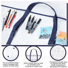 3 Pack Large Poster Storage Bag, Bulletin Board Holder Art Portfolio Case PVC Ar