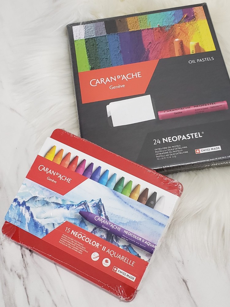 LOT 2 Caran D’ache Neopastel Oil Pastels Set Of 24 (7400.324) & 15 WAX PASTELS