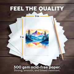 64 Sheets Watercolor Paper Pad – 5″x7″ – Water Color Paper 140lb/300gsm – 100% C