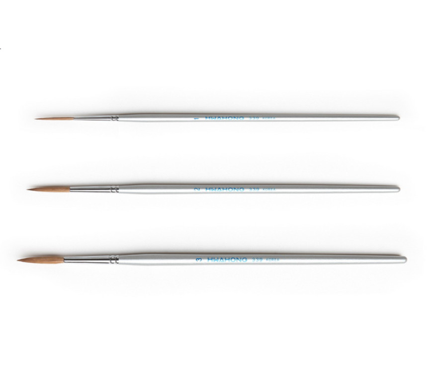 HWAHONG Artist Detail Paint Brushes Pointed Round Brush 339 1Set (3ea Brushes)