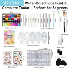 Pintada 42 Color Face Painting Kit for Kids – Non 7.8in*5in*0.5in, 42 Colors
