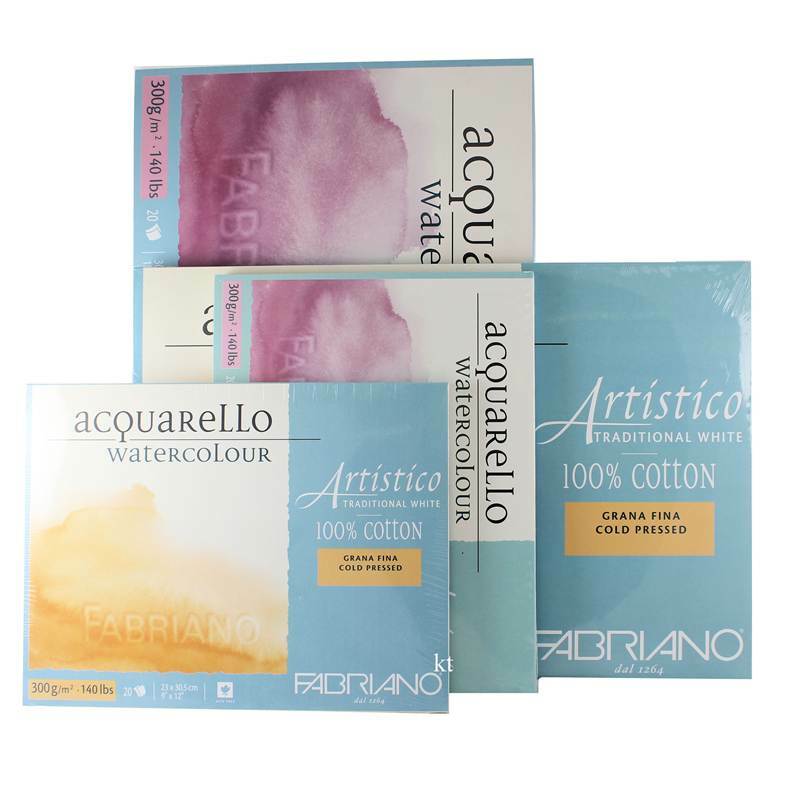 Fabriano Artistico Acquarello white watercolour block assorted size