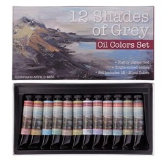 12 Shades Of Grey Artist Oil Colors Highly Pigmented Triple Milled Rich Subtle G
