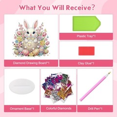 Easter Bunny Diamond Art Tabletop Kit 19.5 x 15 cm DIY Decor