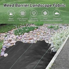 4FT x 100FT Weed Barrier Landscape Fabric,3.2oz Premium Heavy Duty Woven Cloth