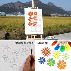 22pcs Large Flower Stencils for Painting, Plastic Reusable Floral white clear