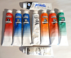 large tubes of oil paint 7 Winton Oil Colors 1 Grumbacher® 1 Permalba®