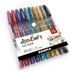 Zebra Z-Grip Glitter Pens-Doodler’z -1.0mm-Assorted Glitter Colours -Pack of 10