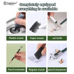 Professional Sketch Pencil Set 10-27pcs Graphite Charcoal Drawing Kit in a Tin