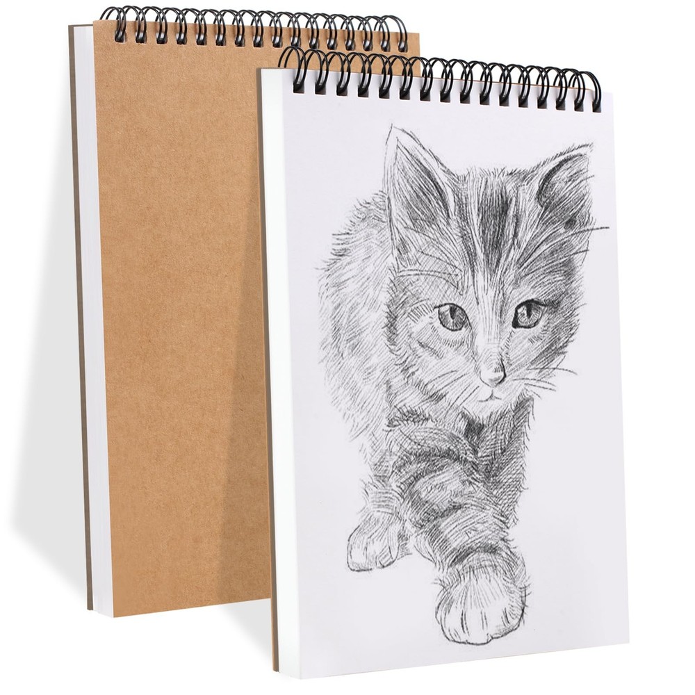 Utron 2 Pack Sketch Book, 5.8” x 8.3” Small 2 Pack(5.8” x 8.3”), brown