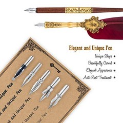 Feather Pen and Ink Set 22 Piece Calligraphy Kit with Natural Quills Vintage Box