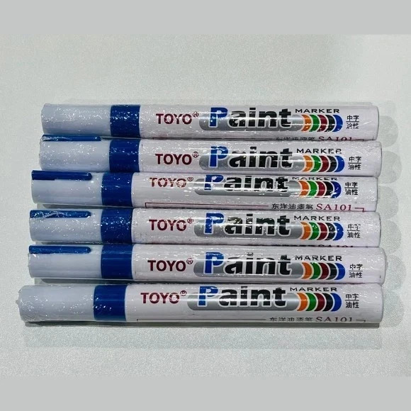 6-PACK BLUE Tire Lettering Paint Marker Pen