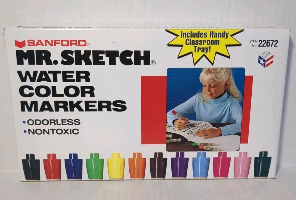 Vintage 90s 1994 Sanford Mr Sketch Watercolor Markers 12 Unscented Odorless
