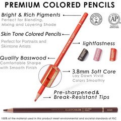 MARTCOLOR 24 Colors Skin Tone Colored Pencils 24 Count (Pack of 1), 24