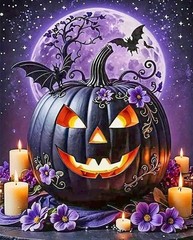 Halloween Pumpkin Diamond Painting Kit 7.5 x 11 Inch 5D Craft