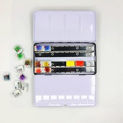 Empty Solid Watercolor Box Case, 12/24/48 Colors Empty Watercolor Palette Tin…