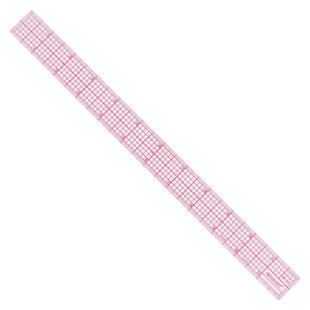 Westcott 8ths Graph Ruler, 1 x 12, Transparent (W-25) color may vary