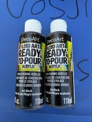 (2) Decoart Fluid Art Ready To Pour Acrylic Jet Black 4 Oz 2 Bottles