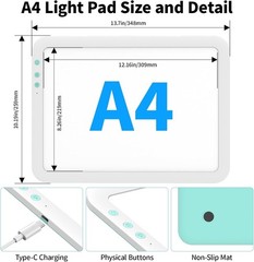 Tablero/caja de luz inalámbrica para calcar, pintar con diamantes y dibujar NEW