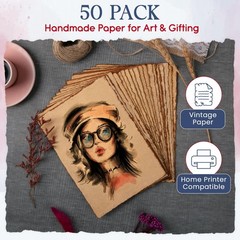 Wanderings Handmade Vintage Deckle Edge Blank Paper – 5.8″ x 8.3″ A5 – A5…