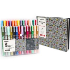 Grabie Acrylic Paint Pens Markers, 28 Colors Extra Fine Tip Markers