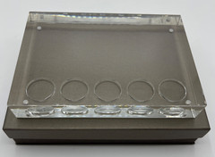 1 Inch Thick Acrylic Block Display With 5 Quarter Sized Circles 6 1/8″ X 3 3/8″