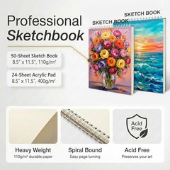 TMOL Art Supplies, 175-Pack Deluxe Art Set Drawing Painting Kit with 2 Cherry