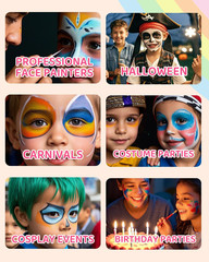 Professional Washable 24X10Gm Face Paint for Kids & Adults,Water Based One Strok