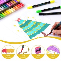 60 Colors Acrylic Paint Markers,Dual Tip Acrylic paint Pens Contain 12 Metall…