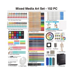 COLOUR BLOCK 152-Piece Wooden Easel Art Supplies Set, Professional Painting a…
