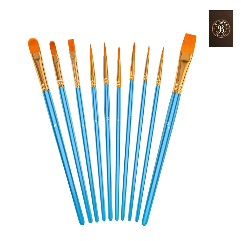 Watercolor Paint Brushes Set, 10-Pack Round Pointed Tip Professional Artist P…