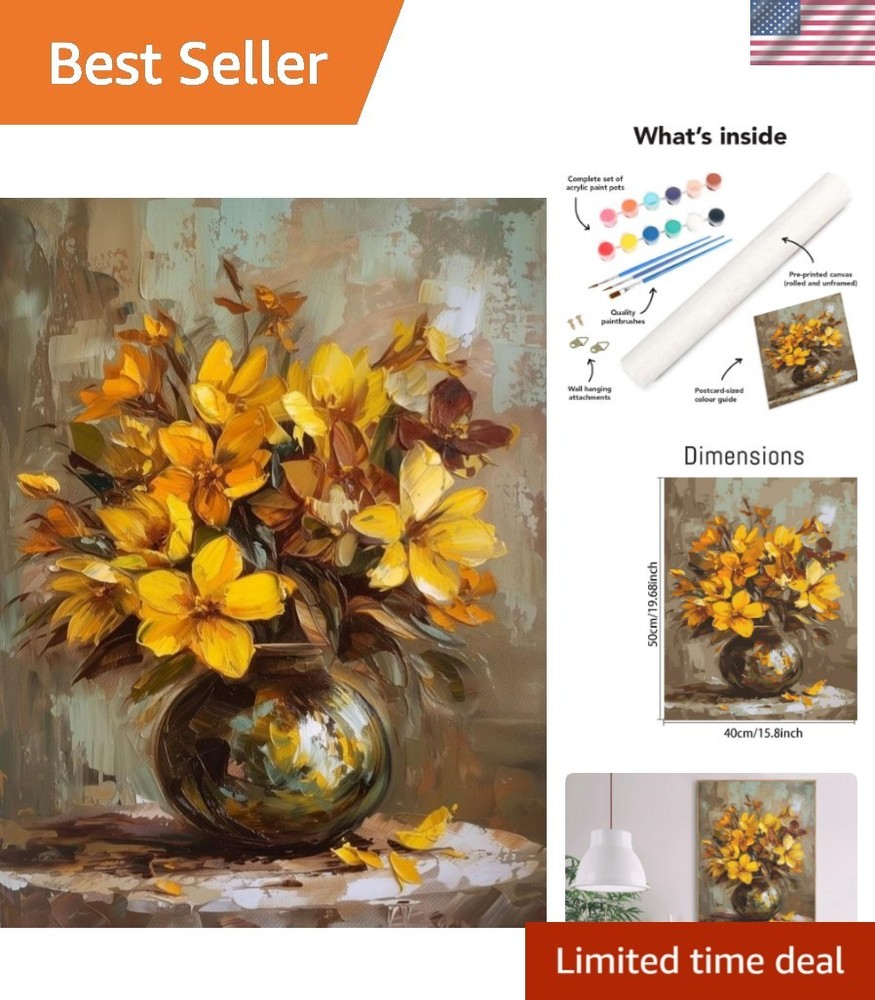 Paint by Numbers Kit for Adults, Flowers Adult Paint by Number Kits for Begin…