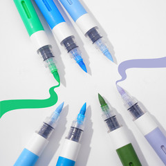 36 Colors Cool Tone Acrylic Paint Pens, Green Blue Brush Tip Paint Markers