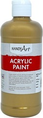 Handy Art Student Acrylic Paint, Metallic Gold, 16 oz Bottle, Semi-Gloss | Fluid