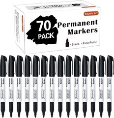 Versatile 70 Black Permanent Markers – Non-Toxic & Waterproof for Every Surface