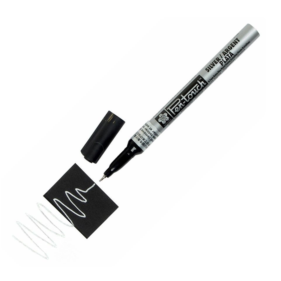 41102 Sakura Pen-Touch Paint Marker, Extra Fine 0.7mm, Metallic Silver Box of 12
