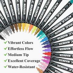 Acrylic Paint Markers, 24 Colors Paint Pens Acrylic Markers, Dual-Tip Acrylic…