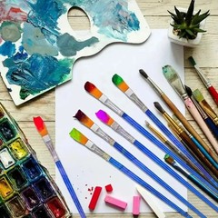 50Pcs Flat Top Acrylic Small Paint Brushes Bulk, Classroom Brush for Kids Mini
