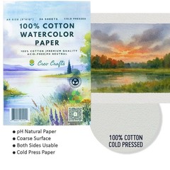 100% Cotton Watercolor Paper Pad 9×12” – 36 Sheets A4 Cold Pressed Acid-Free …