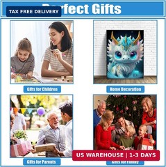 DPHERO Cartoon Diamond Painting Kits for Adults,5D Dragon Diamond Art Kits for B
