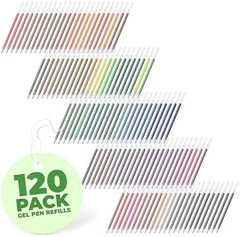 120 Pcs Assorted Glitter Gel Pen Refills for Adult Coloring – Colored Gel Pens R