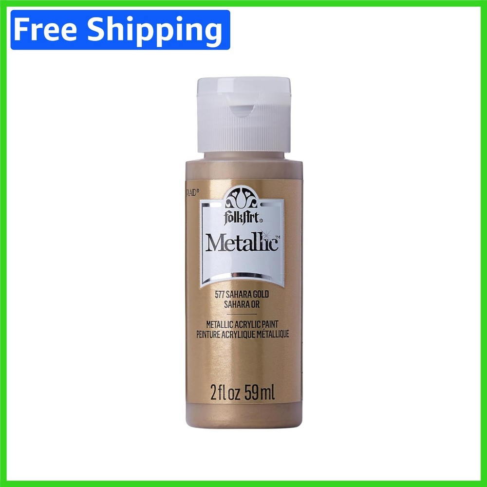 Versatile Sahara Gold Metallic Acrylic Paint 2 oz – Ideal for Crafts & Decor