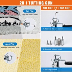 Tufting Gun Kit 2 in 1 Cut Pile Loop Digital Screen Orange zowwfast Starter Grip
