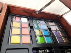 Art 101 Deluxe Art Oil Painting + Drawing Set 140+ Pieces Cherry Wood Case Box