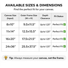 11×14 Canvas Floater Frame, Fits 1.25″ Deep Art (0.75″ Compatible), Proudly M…