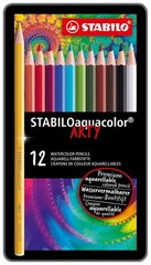 Aquarellable Coloring Pencil Aquacolor Tin Of 12 Assorted Colors Art