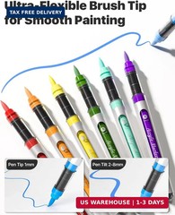JusArt 48 Colors Acrylic Paint Markers with Canvas Bag, Water-Based No-Bleed Pai