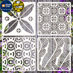 Wall Stencils for Painting Large Pattern, 4PCS 8 Inch 8 inch, Geometric